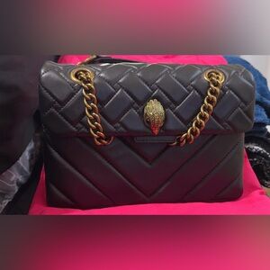 Kurt Geiger Black Quilted Bag with Gold Chain